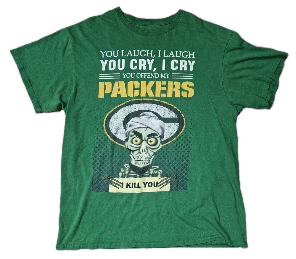 Vintage 1990s Comical Zombie Green Bay Packers T-Shirt NFL No Tag Y2K